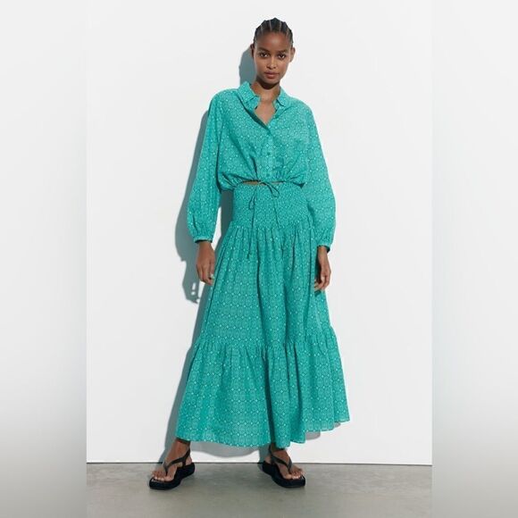 ZARA TIED PRINTED BLOUSE - Picture 2 of 10